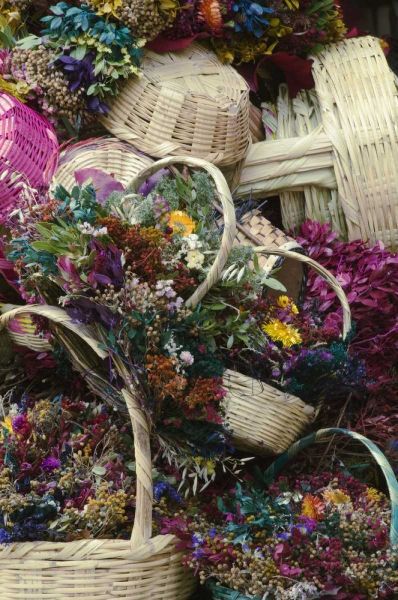 Mexico, Dried Flowers at Outdoor Market